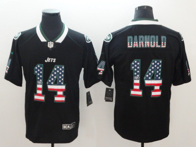 Men New York Jets #14 Darnold Nike USA Flag Fashion Black Color Rush Limited NFL Jersey